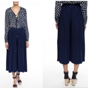 MICHAEL MICHAEL KORS PLEATED WIDE LEG CULOTTE TROUSERS navy blue Sz M